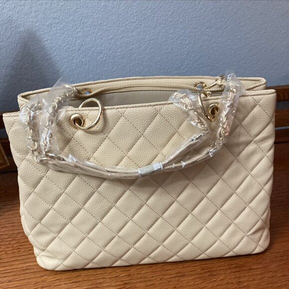 Grace Elizabeth Quilted Beige Tote Handbag NWT! - Picture 11 of 11